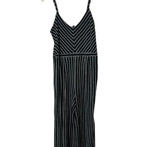 GENTLY USED} Xhilaration Teal Green & White Stripped Jumper/Romper, Size L